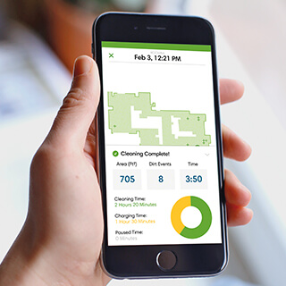 iRobot HOME App displaying Clean Map report