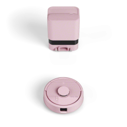 iRobot Roomba Mini przed stacją bazową AutoEmpty, minimalistyczny design, średnica 24,5 cm