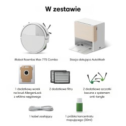 Robot odkurzająco-mopujący iRobot Roomba Max 775 Combo Biały  + stacja AutoWash Biały