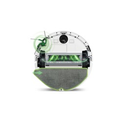 Robot iRobot Roomba 115 Combo widziany od spodu, z kołami, szczotkami i nakładką mopującą.