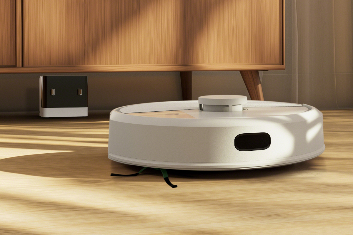 Roomba 105 Combo mopuje panele przed komodą