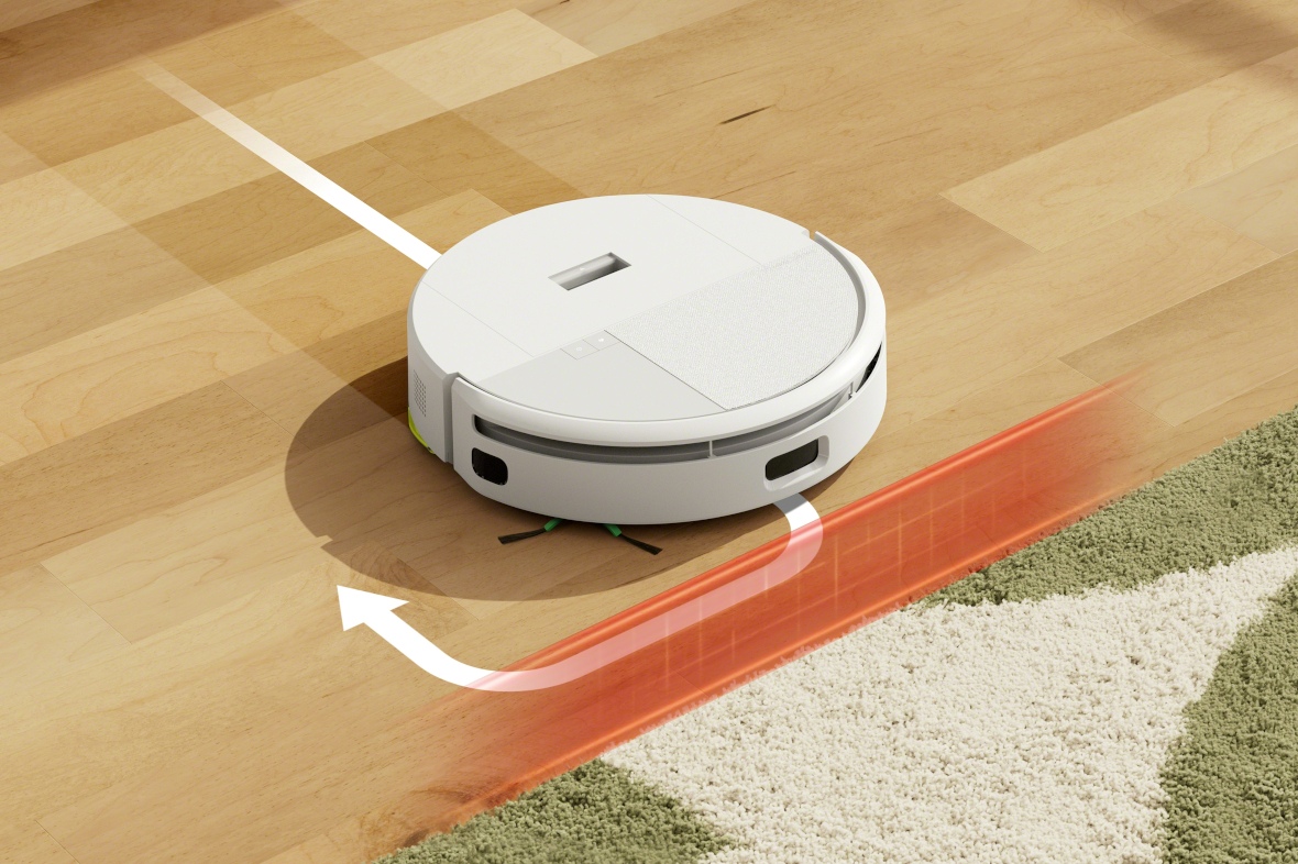 Robot Roomba 205 DustCompactor Combo omija dywan w trybie mopowania kontynuując sprzątanie paneli