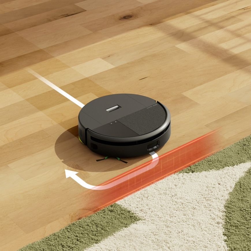 Roomba 205 Combo omija dywan w salonie