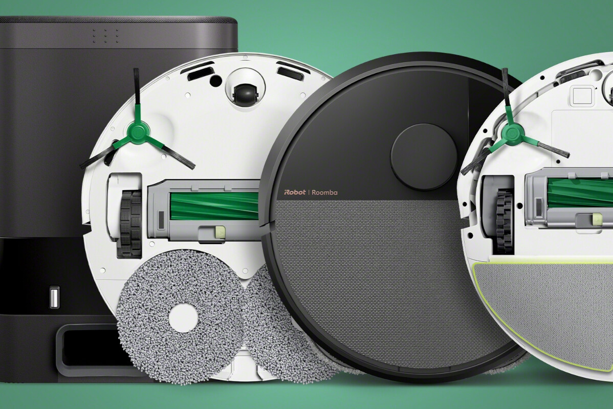 Rzut na obrócone bokiem nowe modele iRobot Roomba