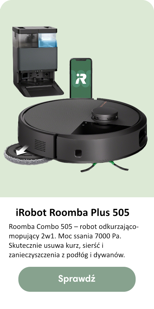Zaawansowany robot odkurzający iRobot Roomba 505 Combo z 2 obrotowymi padami mopującymi DualClean oraz technologią PerfectEdge