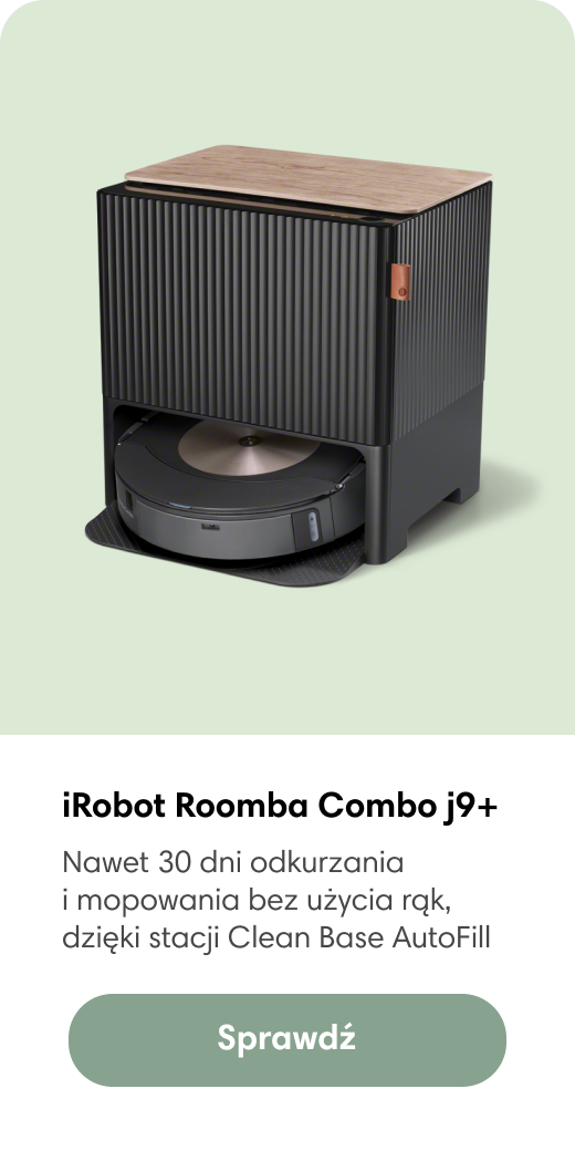Najbardziej zaawansowany robot 2w1 iRobot Roomba Combo j9+ wyposażony jest w stację ładująco-czyszcząca Clean Base z funkcją automatycznego opróżniania pojemnika na brud