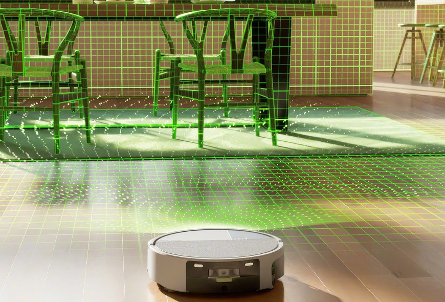 Robot Roomba Max 705 Combo dzięki nawigacji LiDAR z AI identyfikuje domowe obiekty, które spotyka na swojej drodze