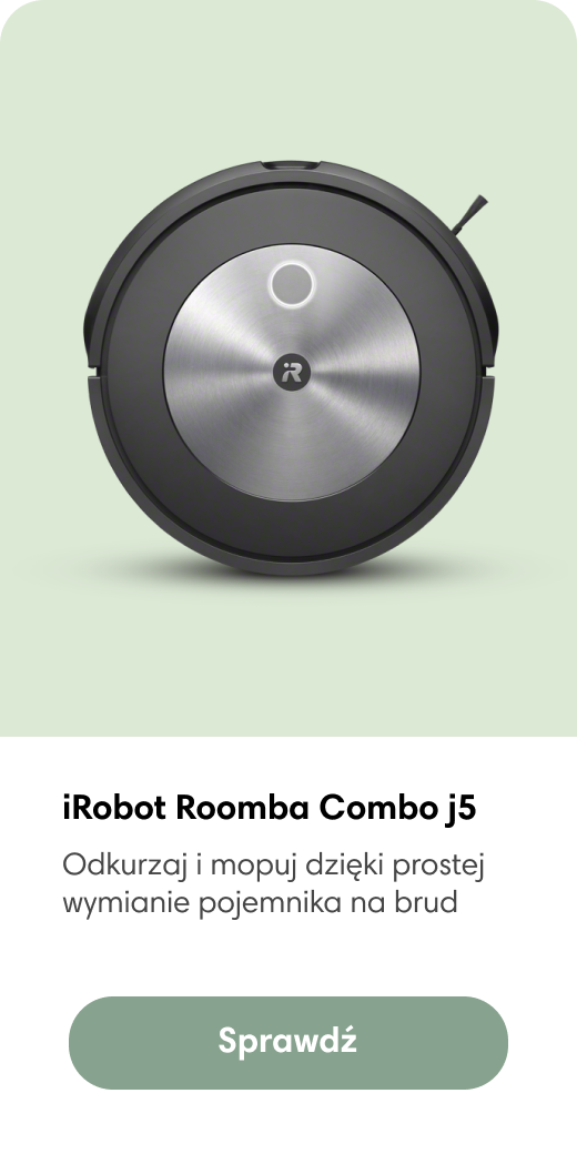 Najbardziej zaawansowany robot 2w1 iRobot Roomba Combo j9+ wyposażony jest w stację ładująco-czyszcząca Clean Base z funkcją automatycznego opróżniania pojemnika na brud