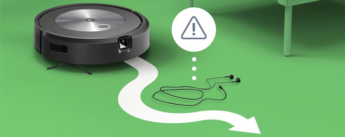 roomba j7 wykrywająca i omijająca kable i słuchawki