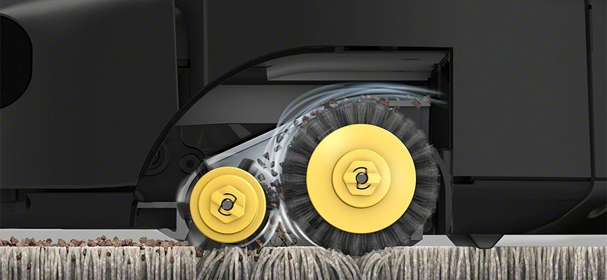 iRobot Roomba serii 600 zbliżenie na dwie szczotki główne