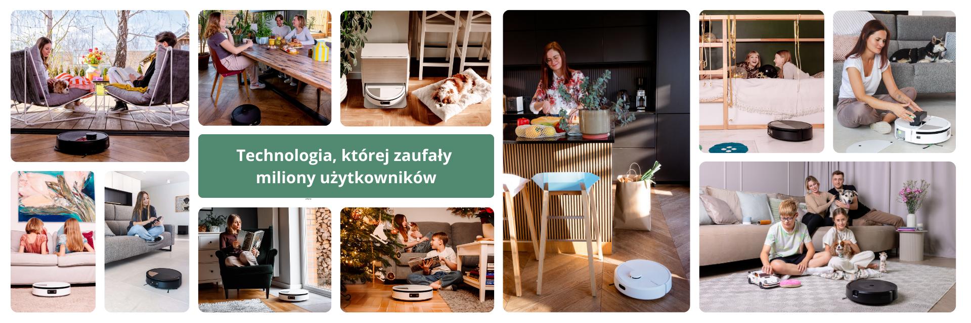 Kolaż ze zdjęć, na których widać użytkowników robotów iRobot Roomba