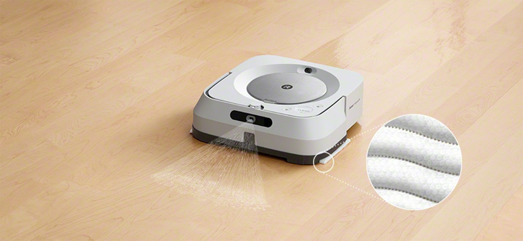 iRobot Braava jet m6 pokazanie z bliska struktury nakładki czyszczącej