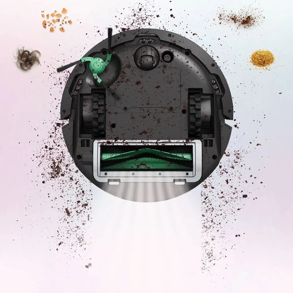 Robot Roomba Mini Combo pokazany od spodu – zasysa brud i kurz z podłogi