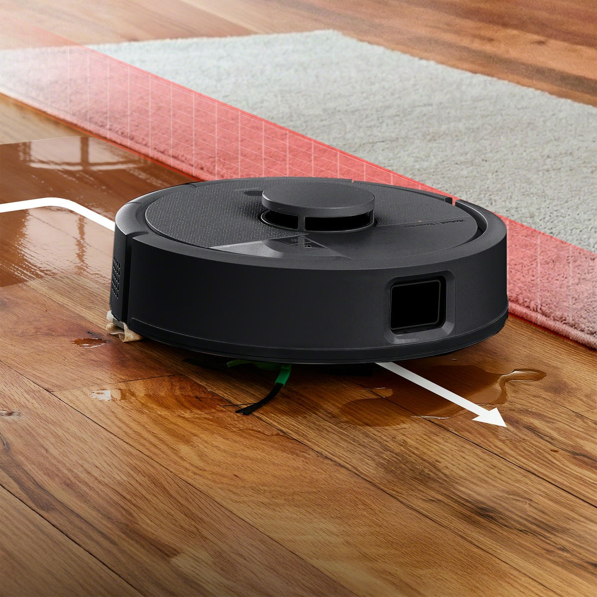Robot Roomba Mini Combo w trybie mopowania omija dywany