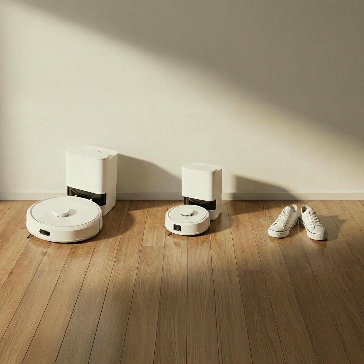 2 roboty sprzątające obok siebie – Roomba 105 Combo oraz mniejszy sprzęt Roomba Mini Combo