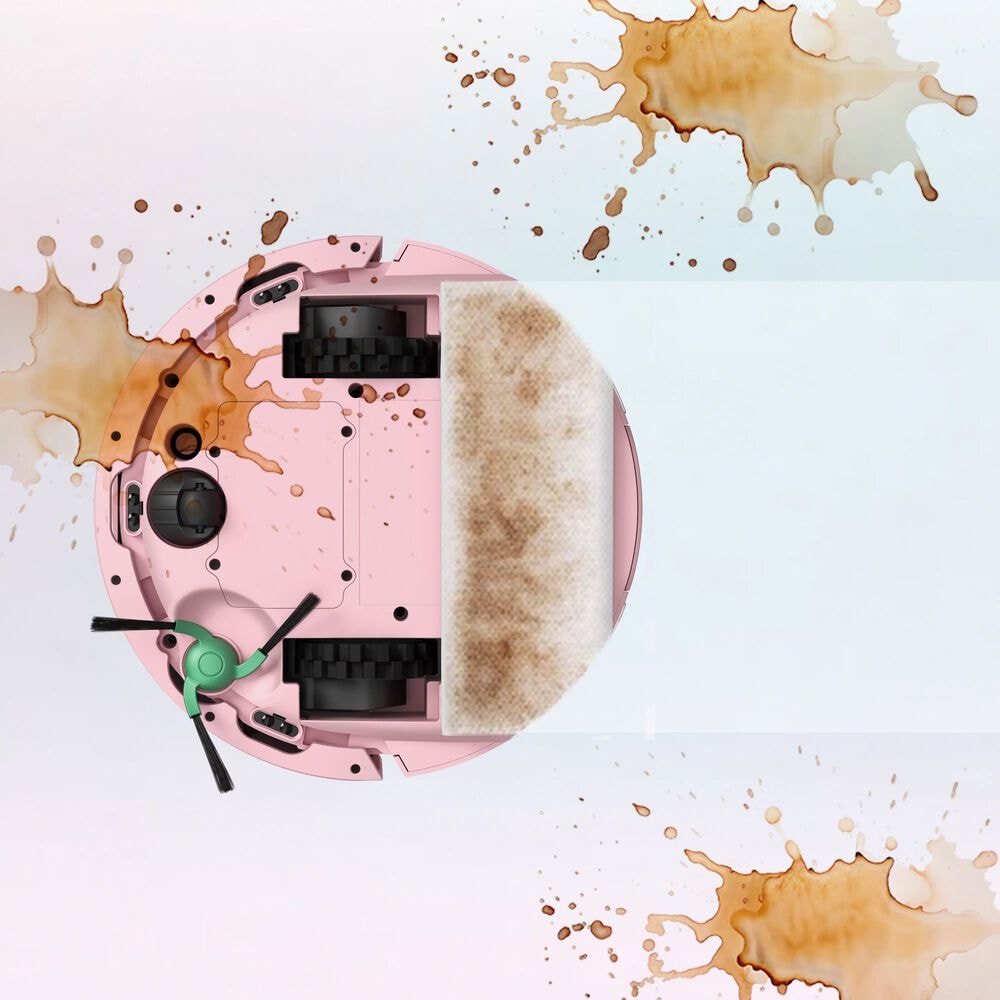 Robot Roomba Mini Combo pokazany od spodu – mopuje plamy na twardej podłodze