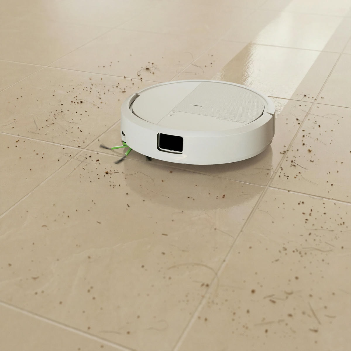 Roomba 115 Combo mopuje płytki w&nbsp;kuchni, usuwając drobne zabrudzenia