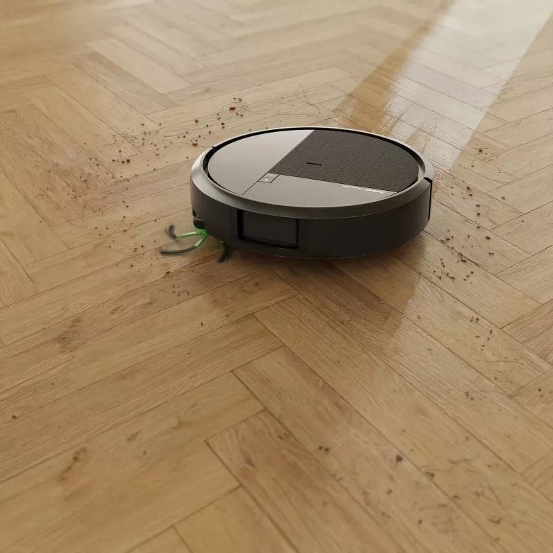 Roomba 415 Combo usuwa plamy z paneli w salonie