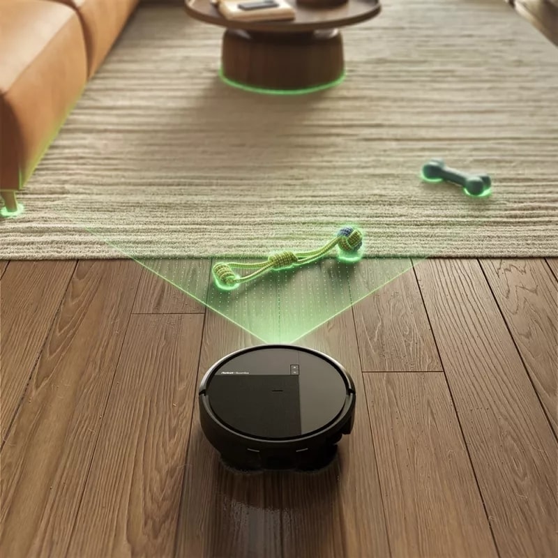 Roomba 515 wykrywa obiekty w salonie takie jak kanapa czy stolik kawowy