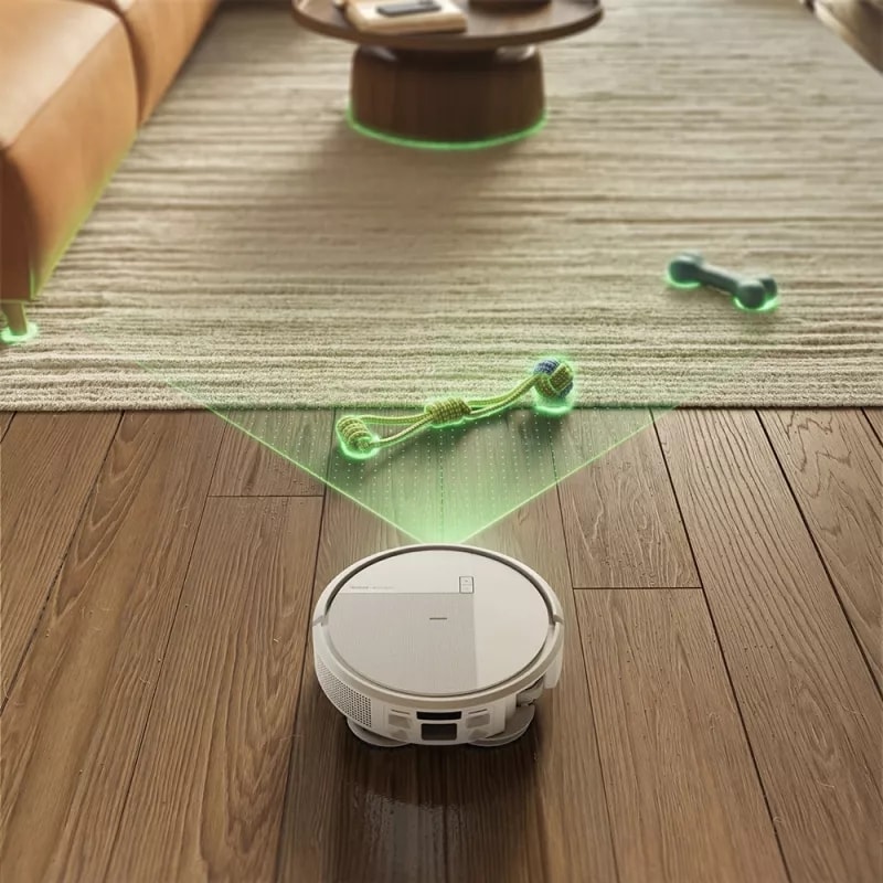 Roomba 515 wykrywa obiekty w salonie takie jak kanapa czy stolik kawowy