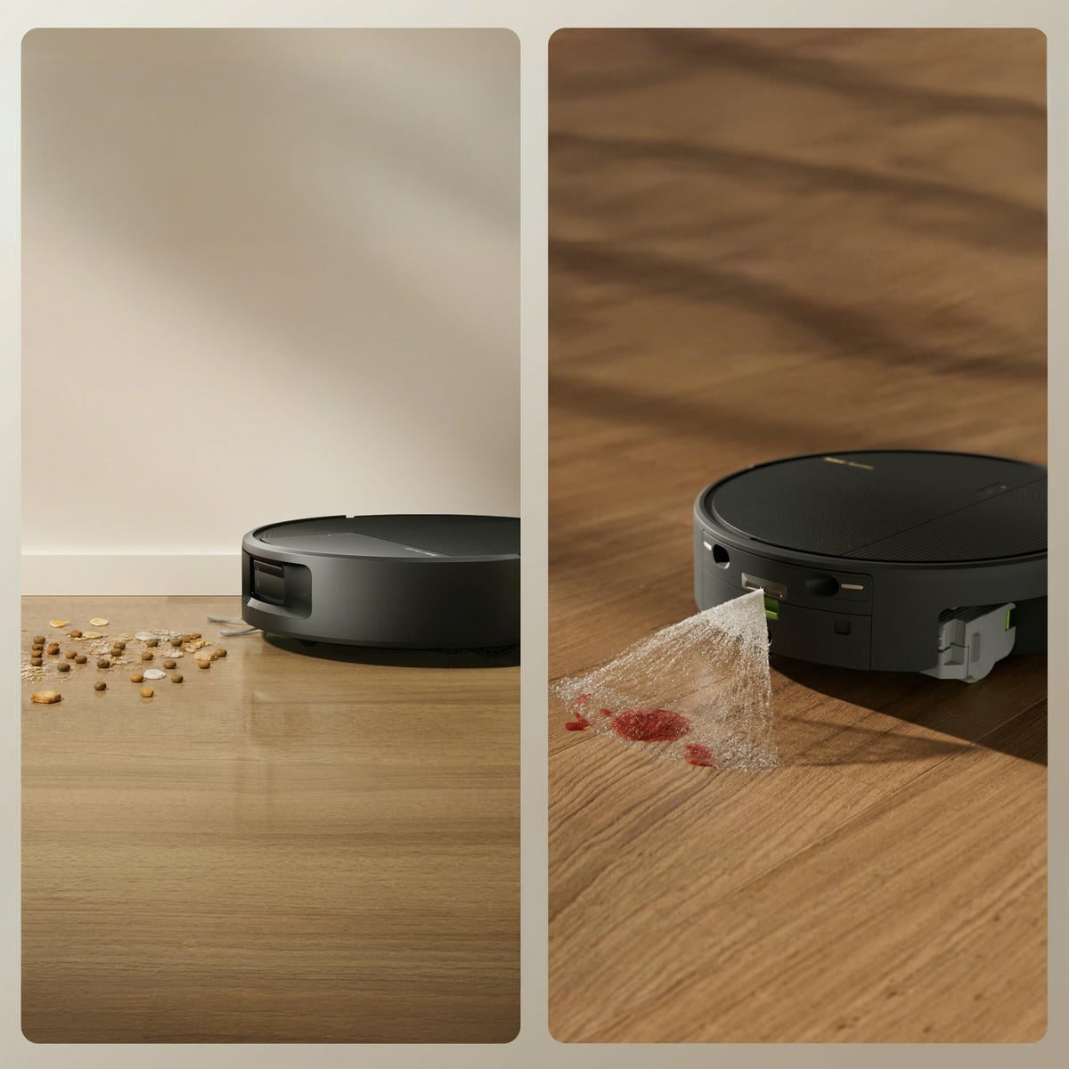 Roomba Plus 675 Combo odkurza i mopuje drewnianą podłogę