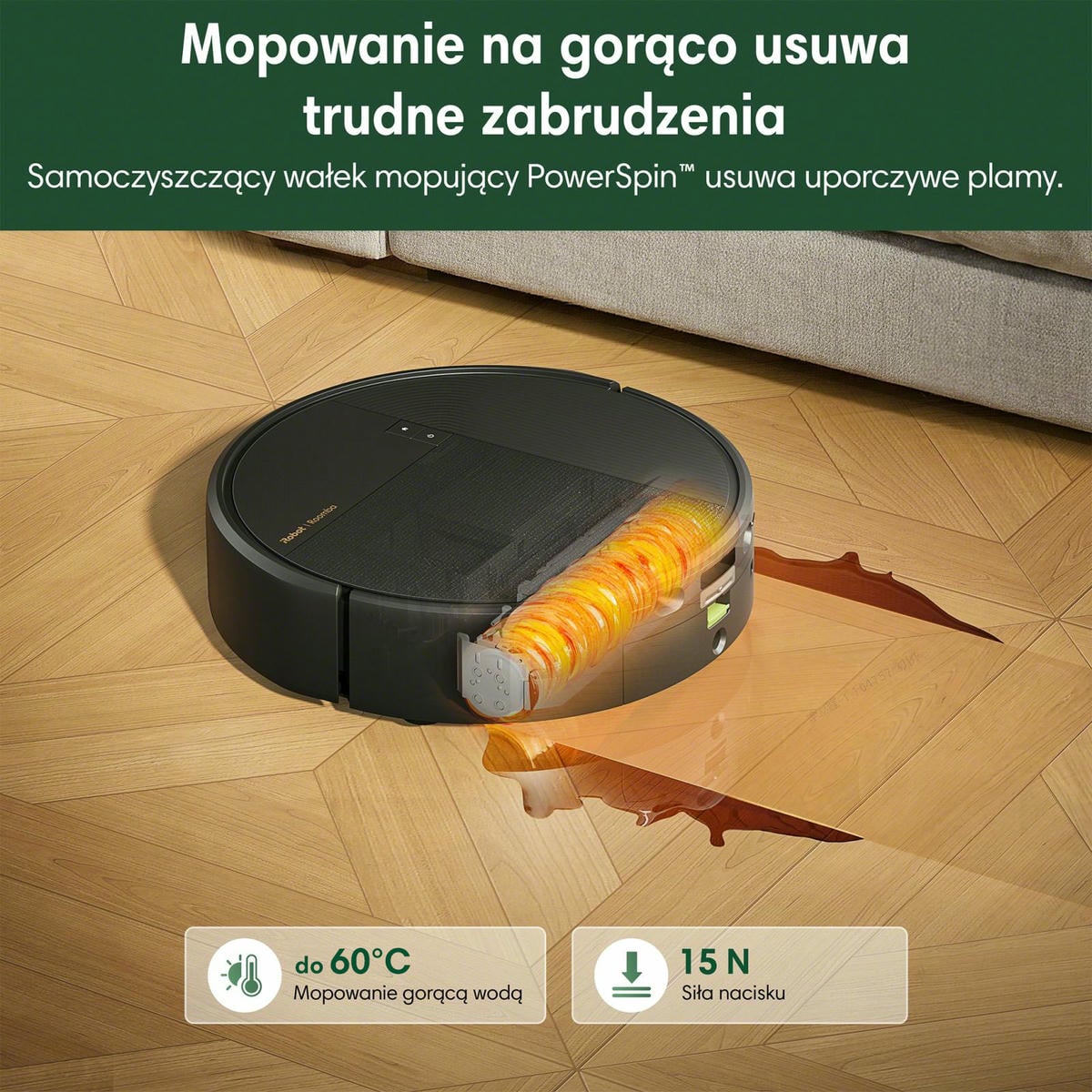 Roomba Plus 675 Combo mopuje gorącą wodą