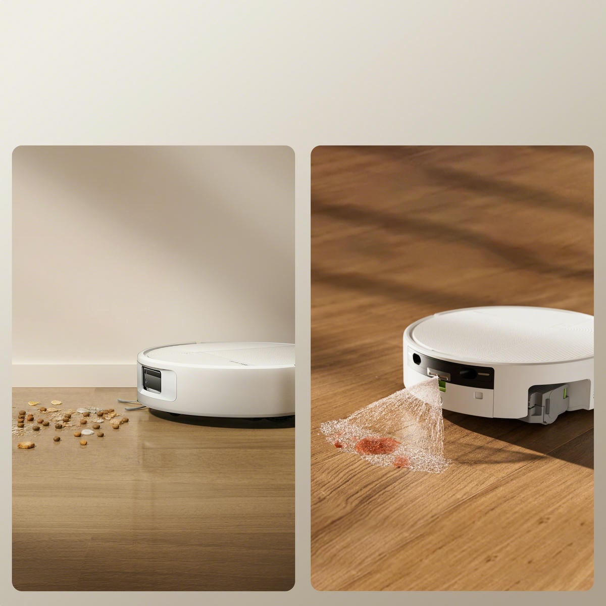 Roomba Plus 675 Combo odkurza i mopuje drewnianą podłogę